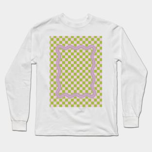 90s Checkerboard - Green-Purple Long Sleeve T-Shirt